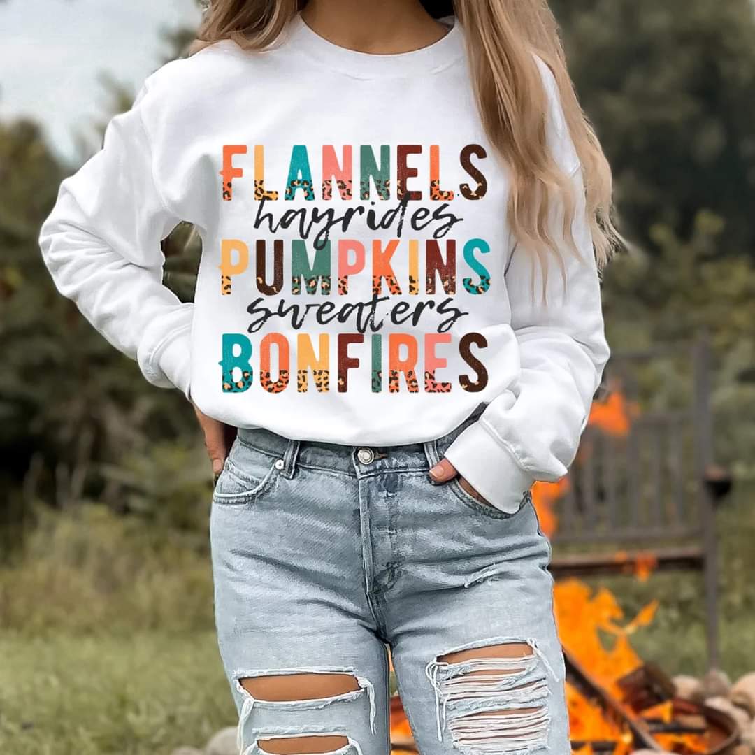 Flannels Hayrides Pumpkins Sweaters Bonfires T-shirt